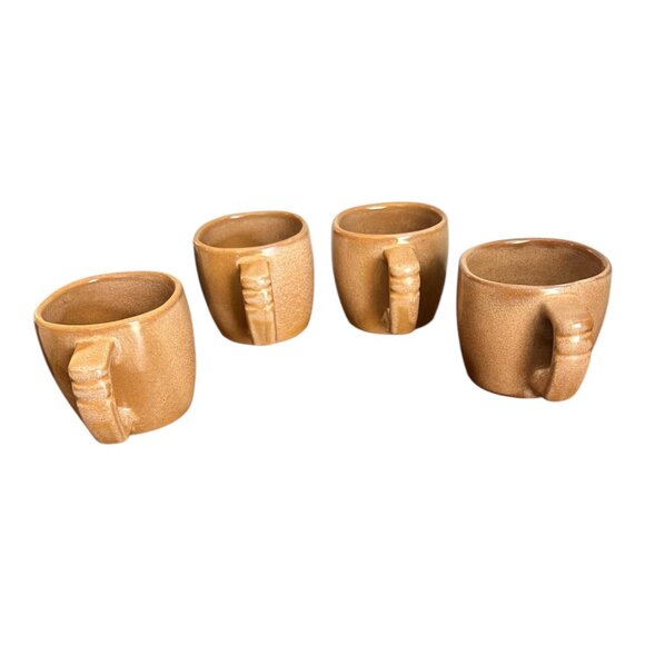 Lot Of 4 Vtg Frankoma Plainsman Brown Ceramic Mugs, Ridged Handles Mid Century - Picture 6 of 9